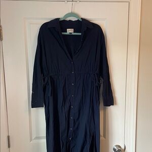 Long Navy Button Up Dress